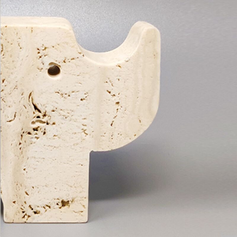 Vintage travertine rhinoceros sculpture by Enzo Mari for F.lli Mannelli, Italy 1970s