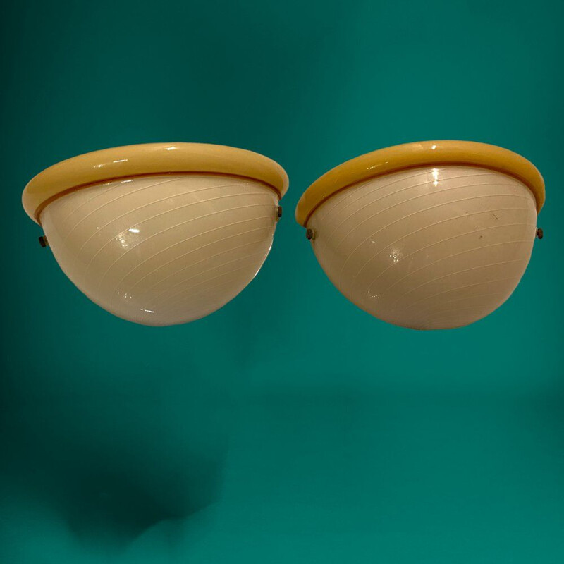 Paar murano glazen wandlampen, Italië 1970
