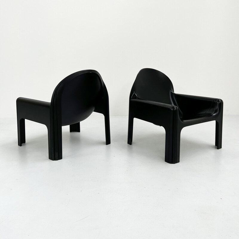 Pair of vintage black model 4894 armchairs by Gae Aulenti for Kartell, 1970s