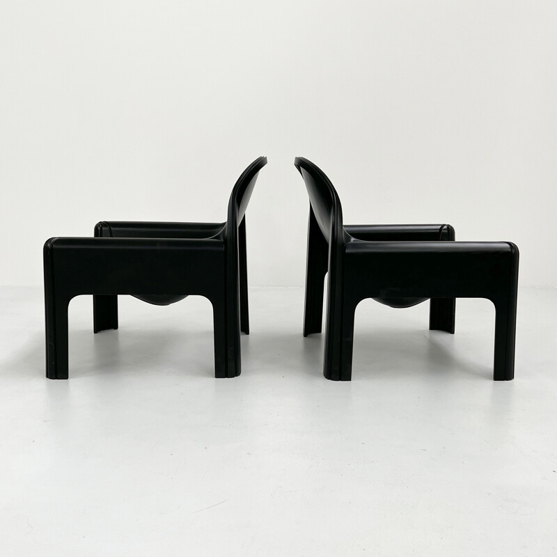 Pair of vintage black model 4894 armchairs by Gae Aulenti for Kartell, 1970s