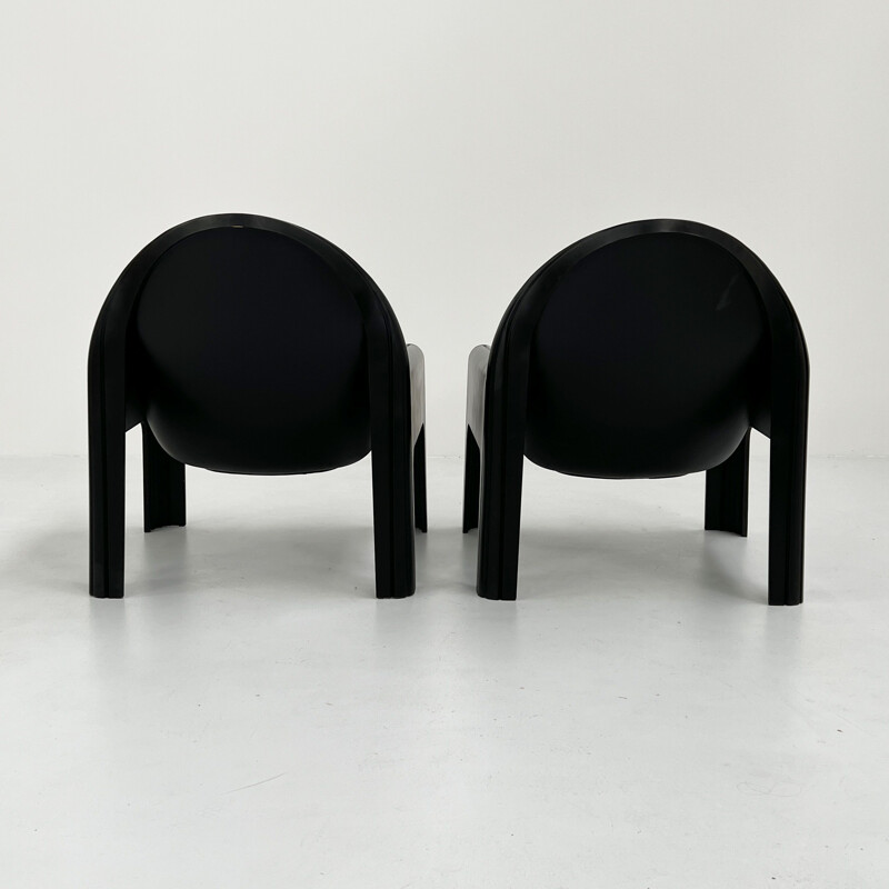 Pair of vintage black model 4894 armchairs by Gae Aulenti for Kartell, 1970s