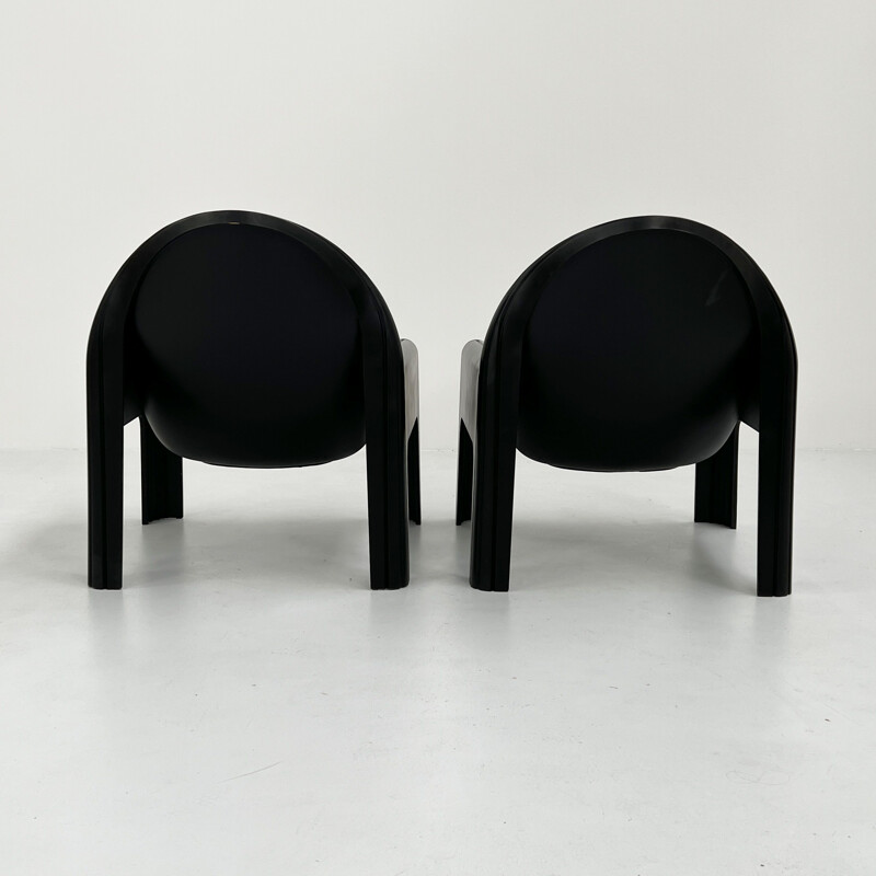 Paire de fauteuils vintage noirs modèle 4894 par Gae Aulenti pour Kartell, 1970