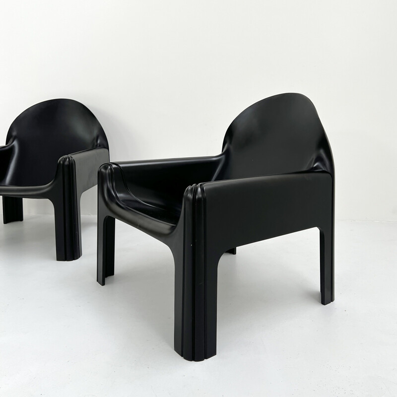 Pair of vintage black model 4894 armchairs by Gae Aulenti for Kartell, 1970s