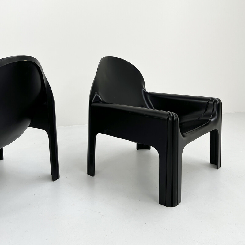 Pair of vintage black model 4894 armchairs by Gae Aulenti for Kartell, 1970s