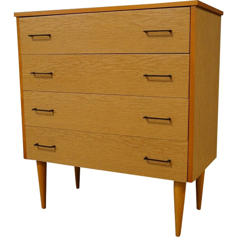 Vintage chest of drawers in oak veneer - 1960s