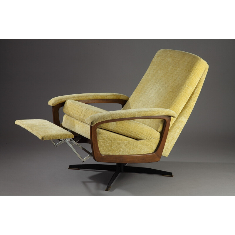 Fauteuil de relaxation jaune en teck - 1960