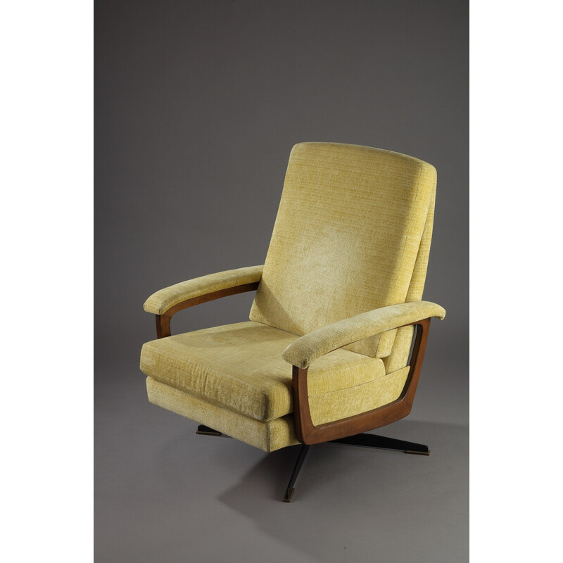 Fauteuil de relaxation jaune en teck - 1960