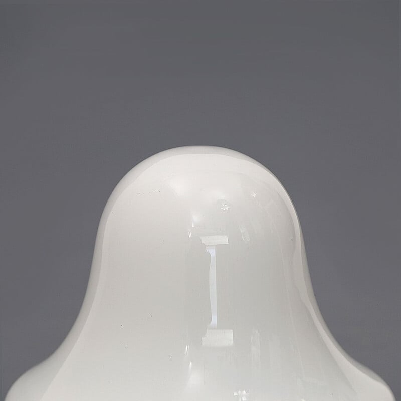 Lampe de table vintage en métal et verre blanc, 1960