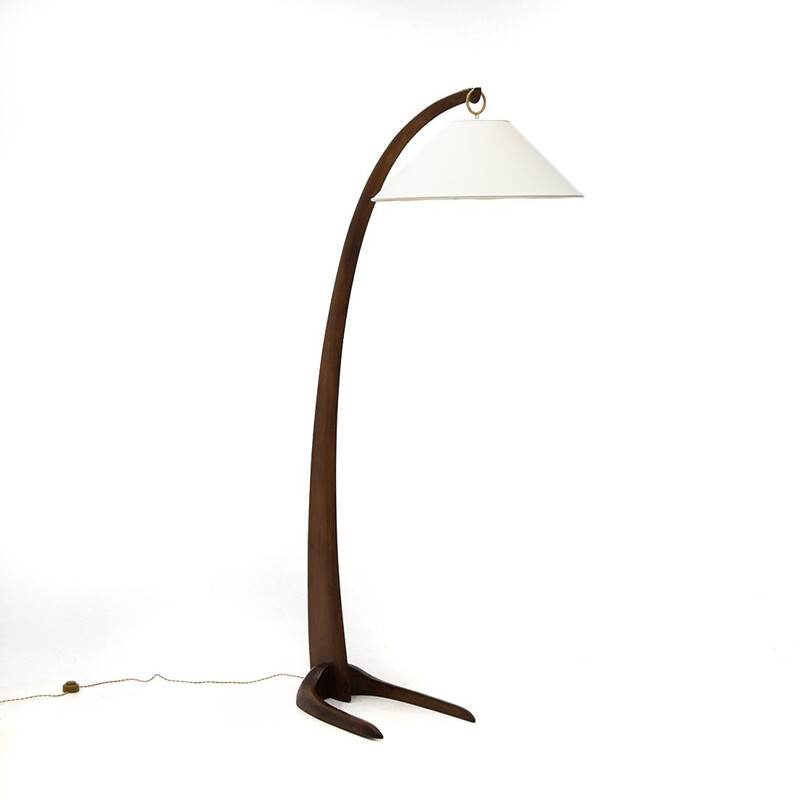 Vintage wooden Italian floor lamp, 1940s