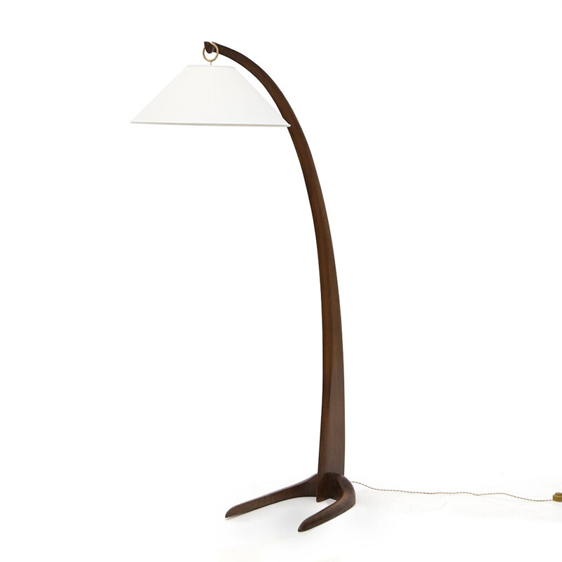 Vintage wooden Italian floor lamp, 1940s