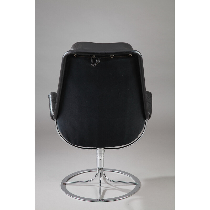 Dux "Jetson" black leather armchair, Bruno MATHSSON - 1960s