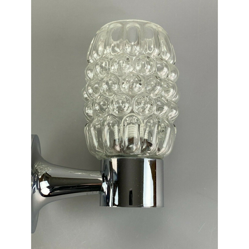 Vintage glass and metal wall lamp, 1960-1970