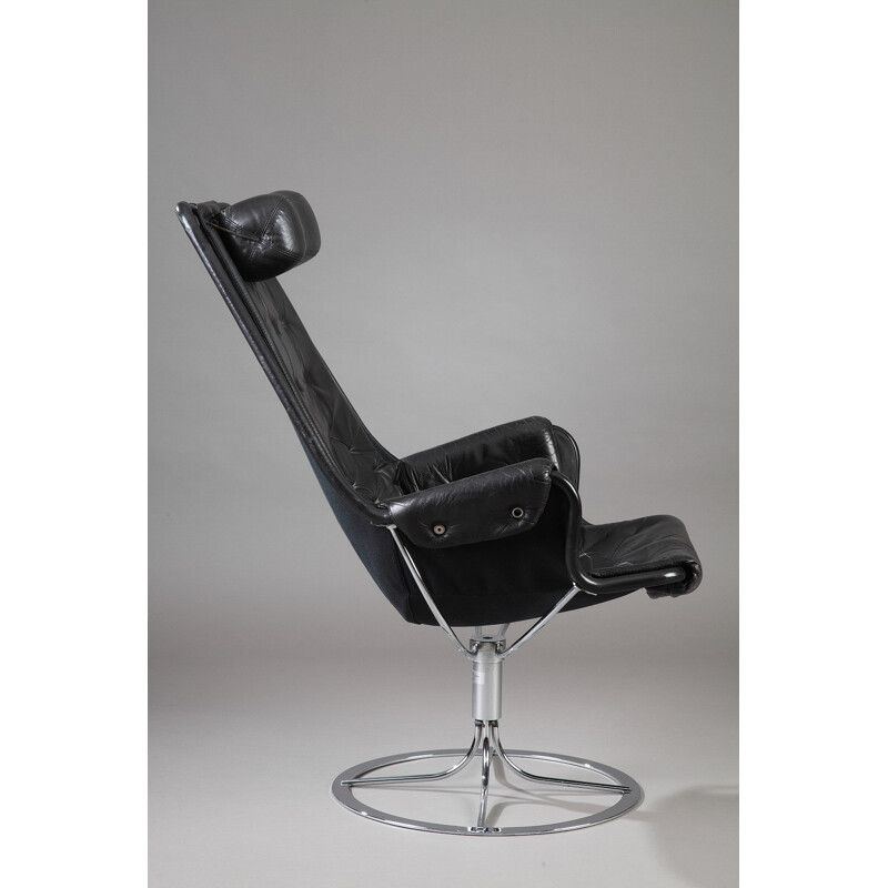 Dux "Jetson" black leather armchair, Bruno MATHSSON - 1960s