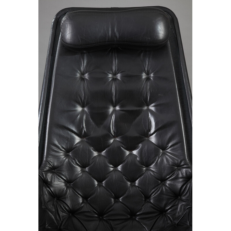 Dux "Jetson" black leather armchair, Bruno MATHSSON - 1960s