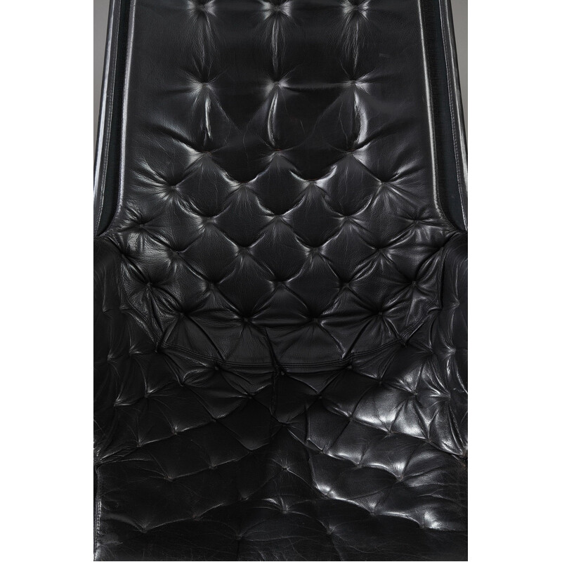 Dux "Jetson" black leather armchair, Bruno MATHSSON - 1960s