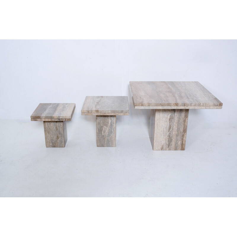 Vintage marble nesting tables, Italy 1980