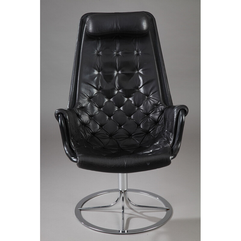 Dux "Jetson" black leather armchair, Bruno MATHSSON - 1960s