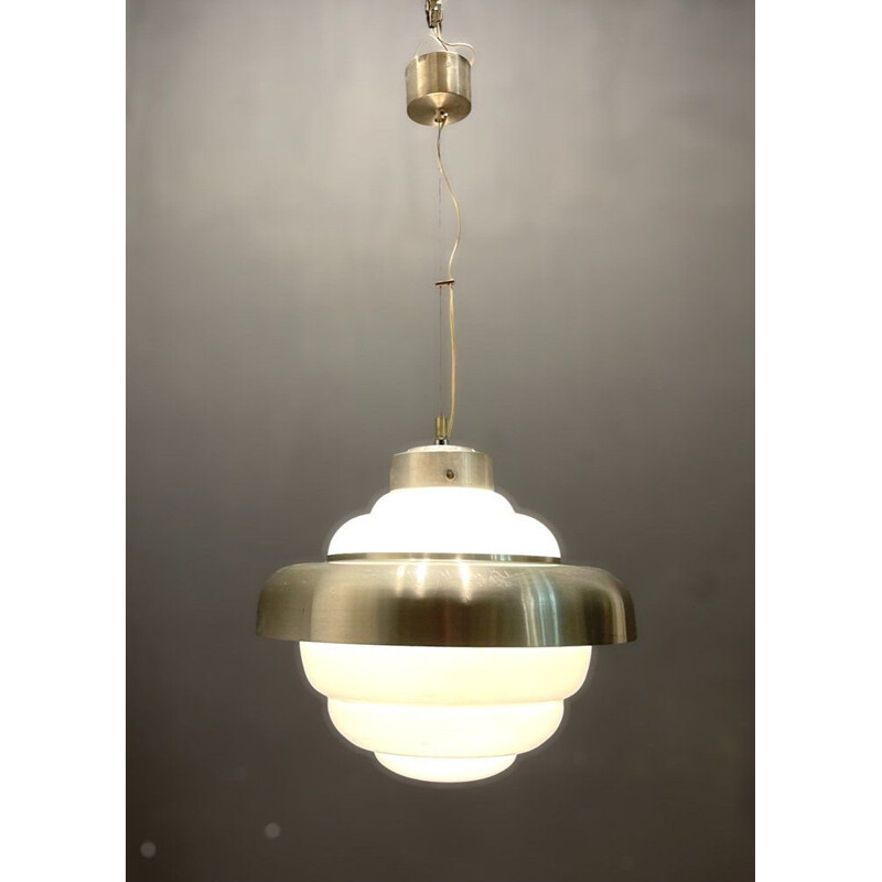 Suspension vintage en verre opalin