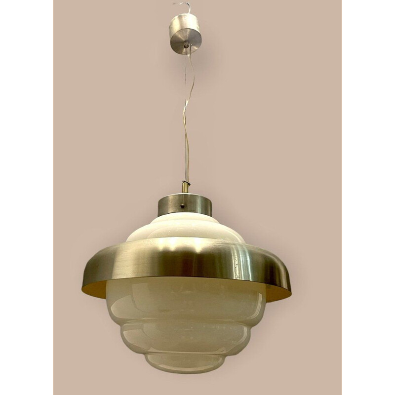 Mid century opaline glass pendant lamp