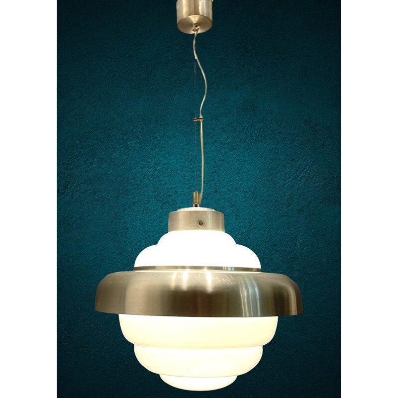 Mid century opaline glass pendant lamp