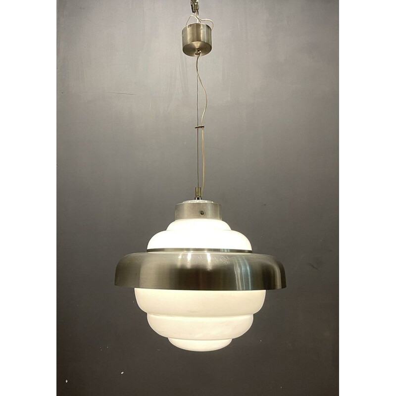 Mid century opaline glass pendant lamp