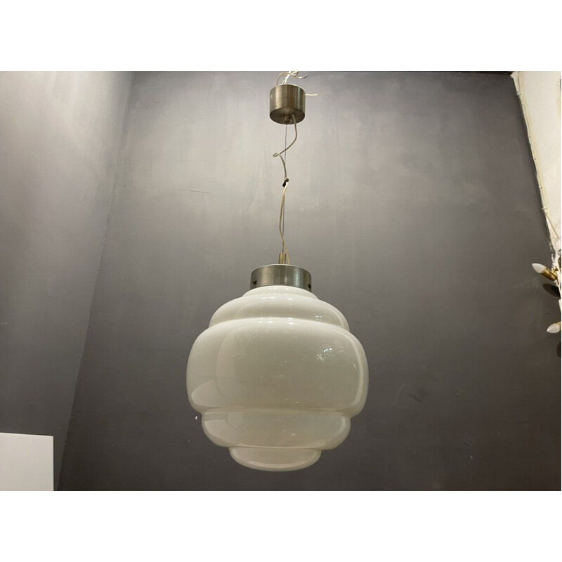 Mid century opaline glass pendant lamp
