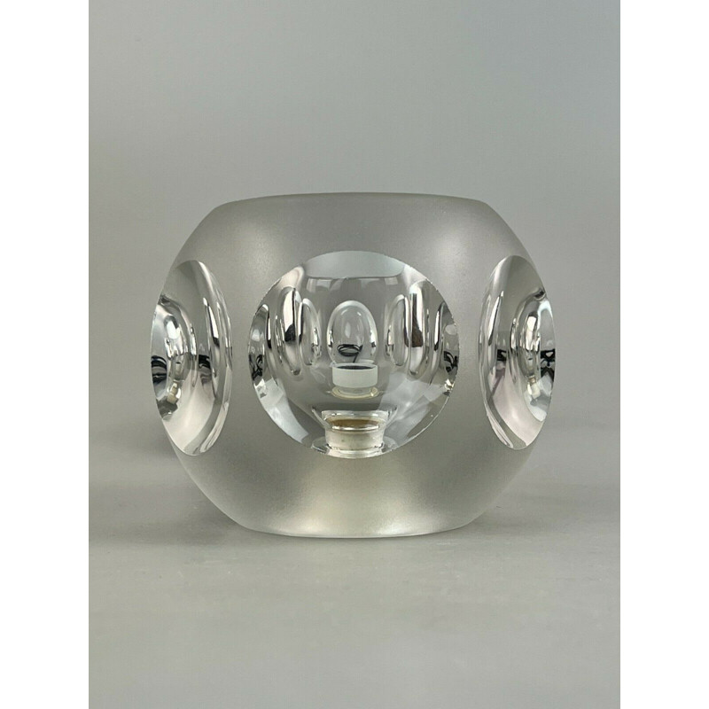Lámpara de sobremesa vintage de cristal de hielo de Peill