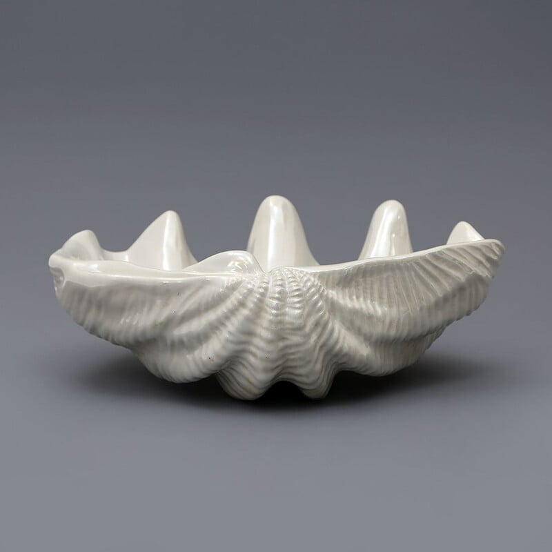 Vintage glazed ceramic shell vase by Ceramica del Ferlaro, 1980s
