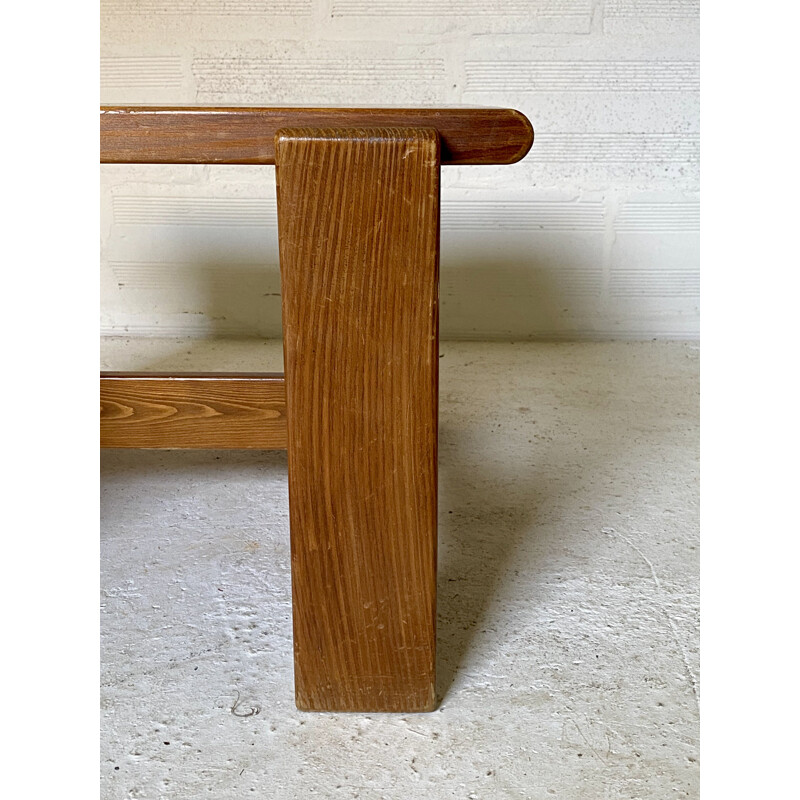 Pair of vintage side tables in solid pine by Charlotte Perriand, 1970s