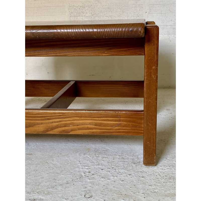 Pair of vintage side tables in solid pine by Charlotte Perriand, 1970s