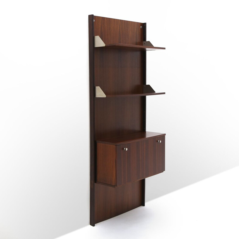 Vintage wood Italian wall bookcase, 1960s