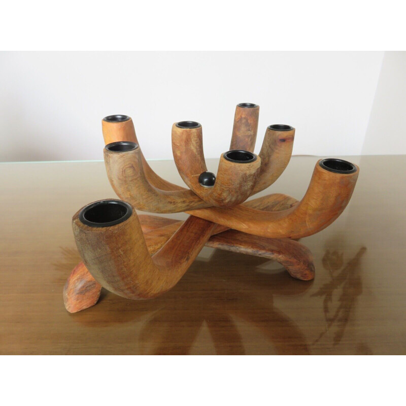 Scandinavian vintage teak candlestick, Denmark 1970s