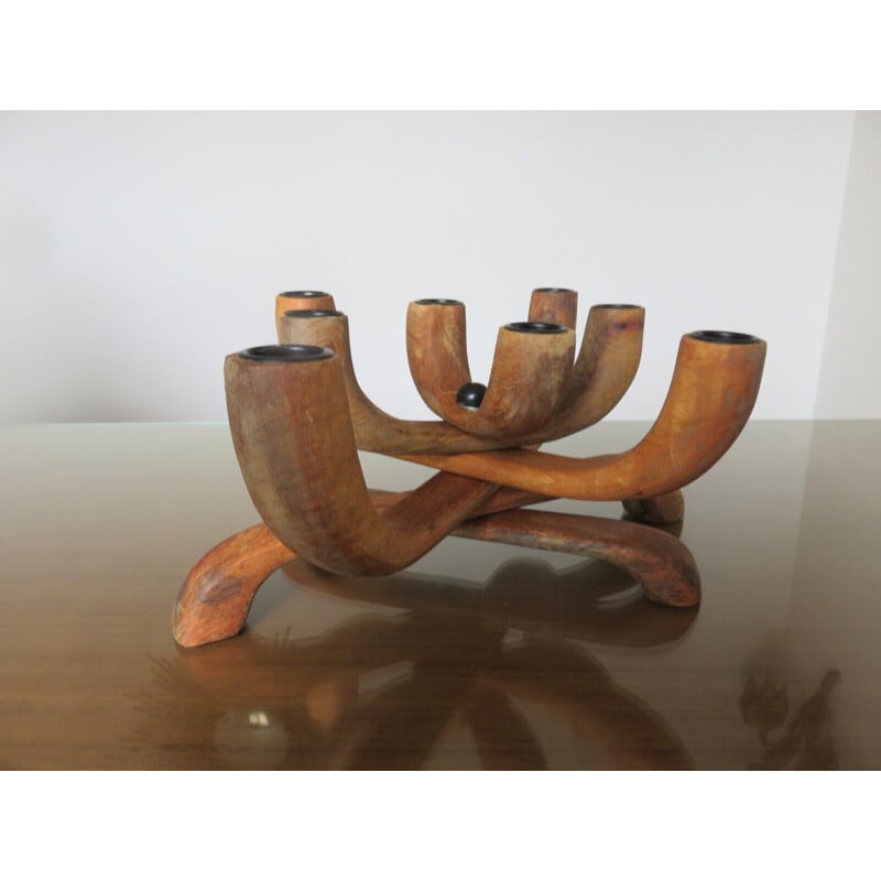 Scandinavian vintage teak candlestick, Denmark 1970s