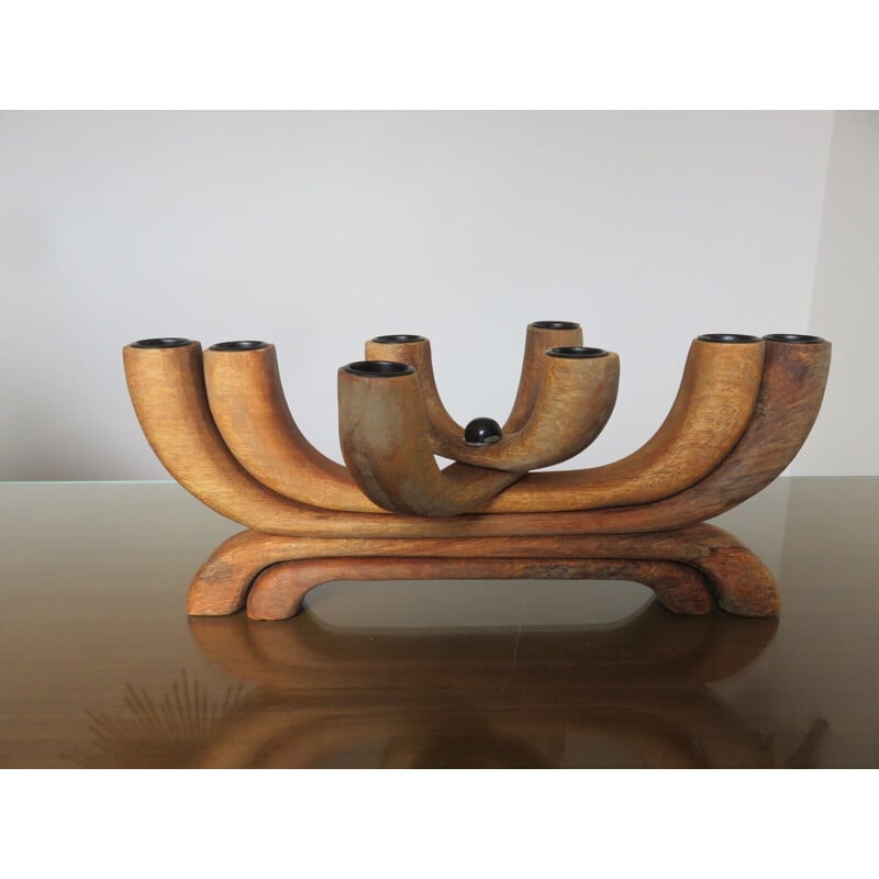 Scandinavian vintage teak candlestick, Denmark 1970s