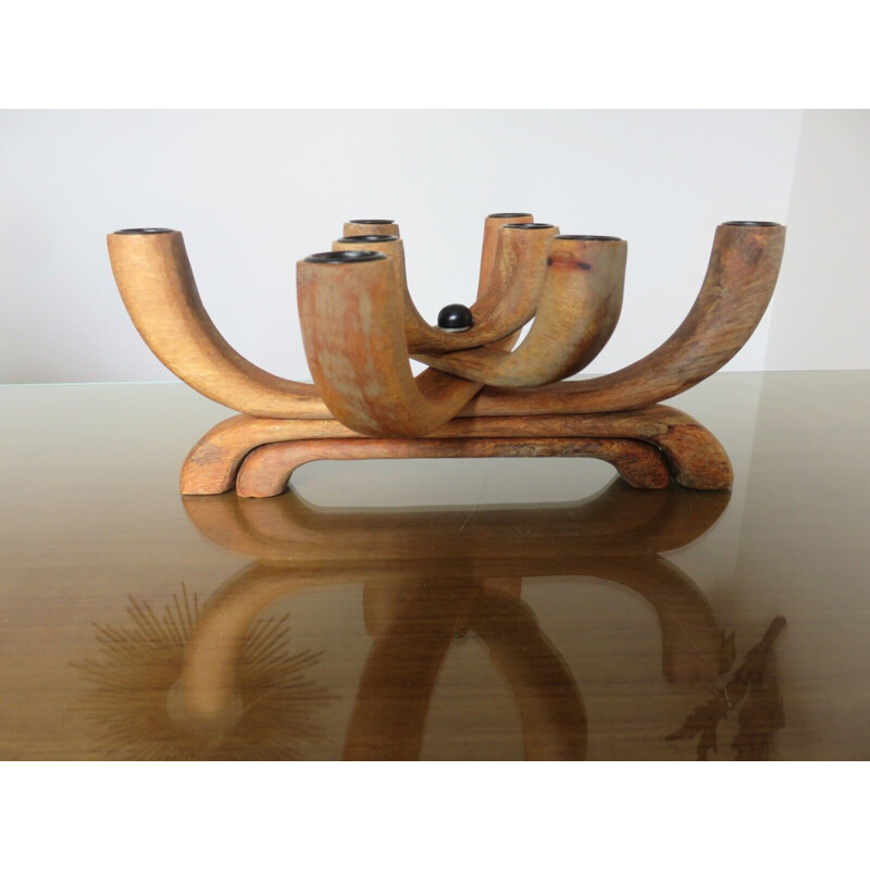 Scandinavian vintage teak candlestick, Denmark 1970s