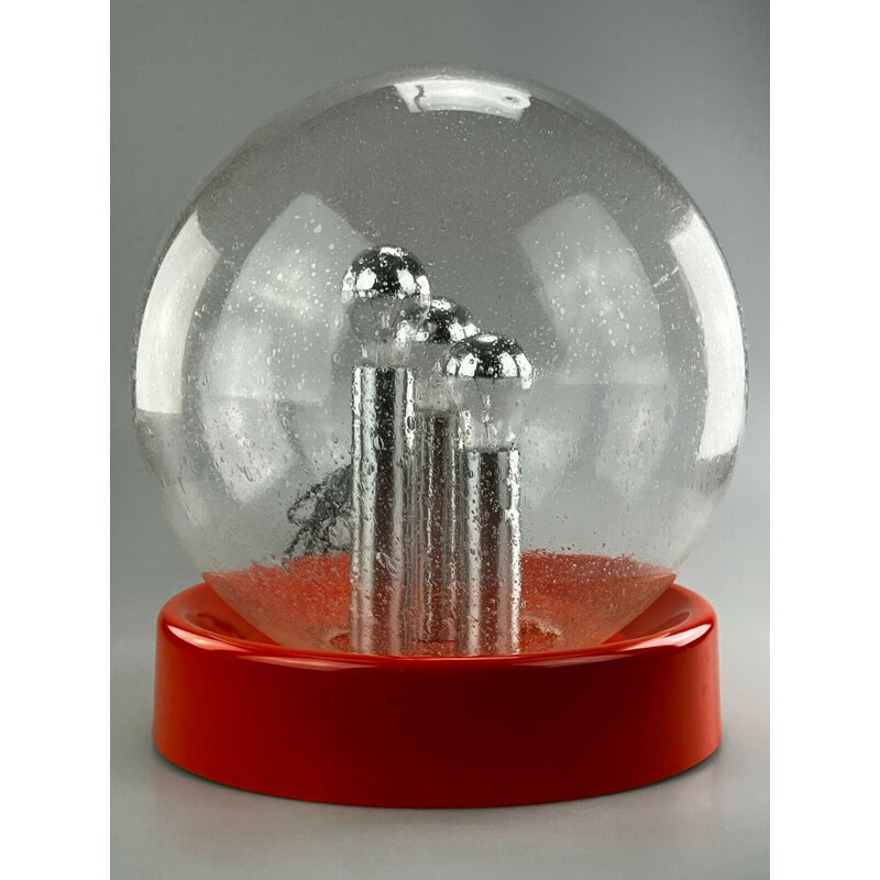 Lámpara vintage de bola de cristal y metal, 1960