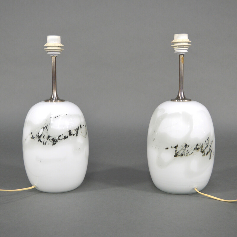 Paire de lamps de table "Sakura" Holmegaard en verre opaline - 1960