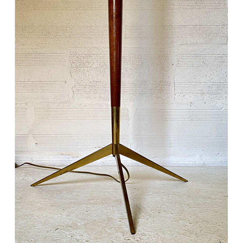 Pair of vintage brass floor lamps by Maison Lunel, 1950s