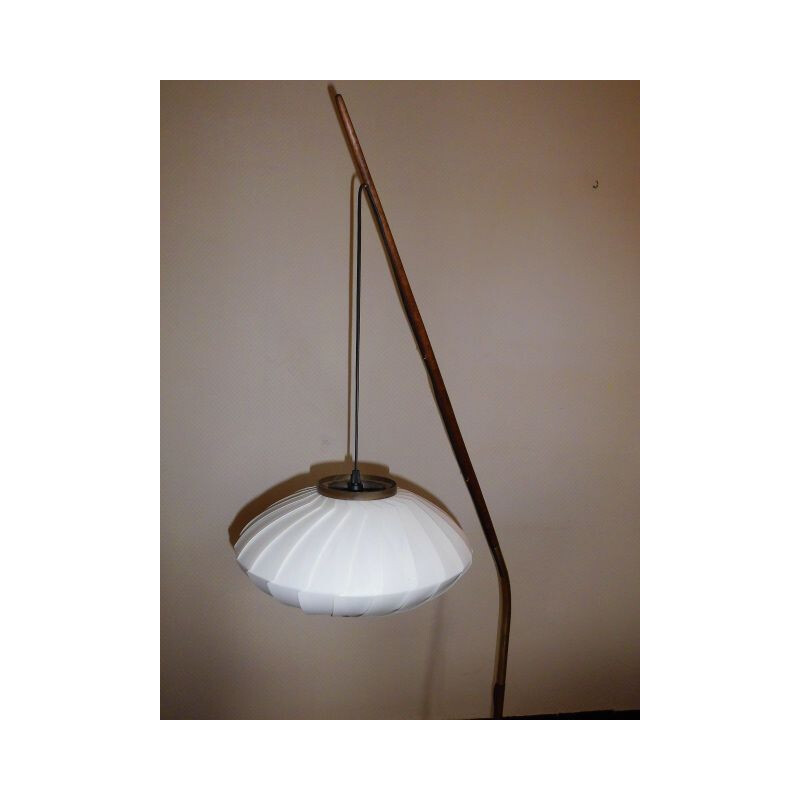 Vintage teak en messing "hengel" vloerlamp van Svend Aage Holm Sorensen