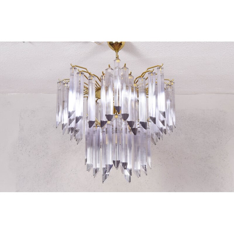 Mid century Italian Triedri Murano glass chandelier