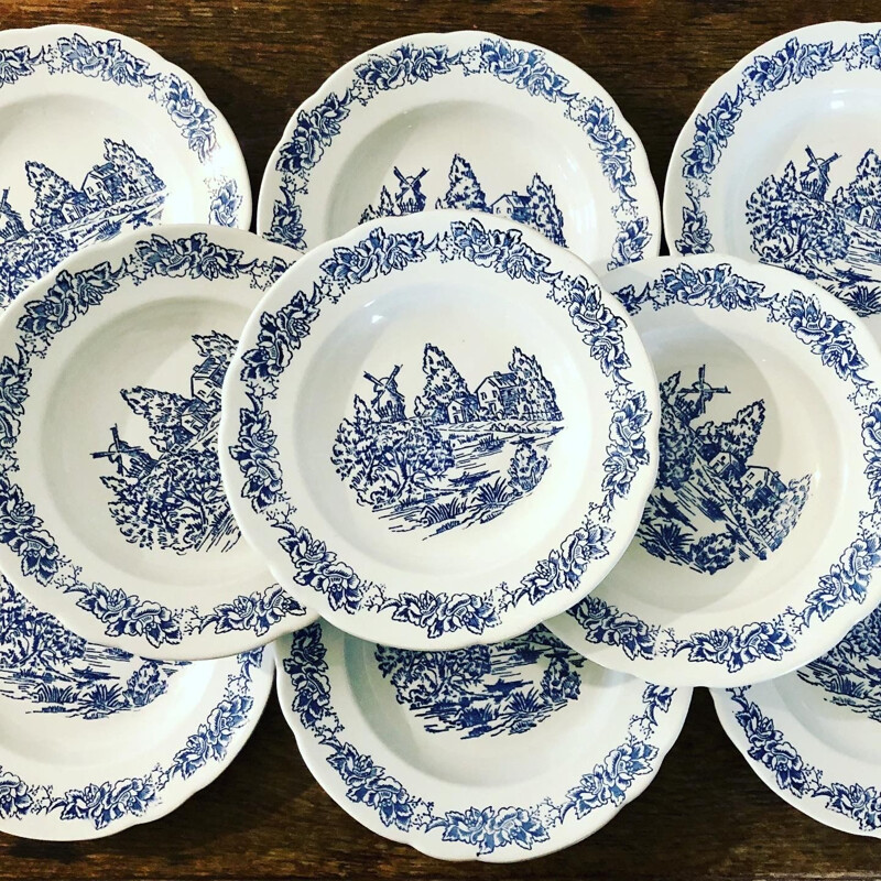 Set of 9 vintage hollow plates