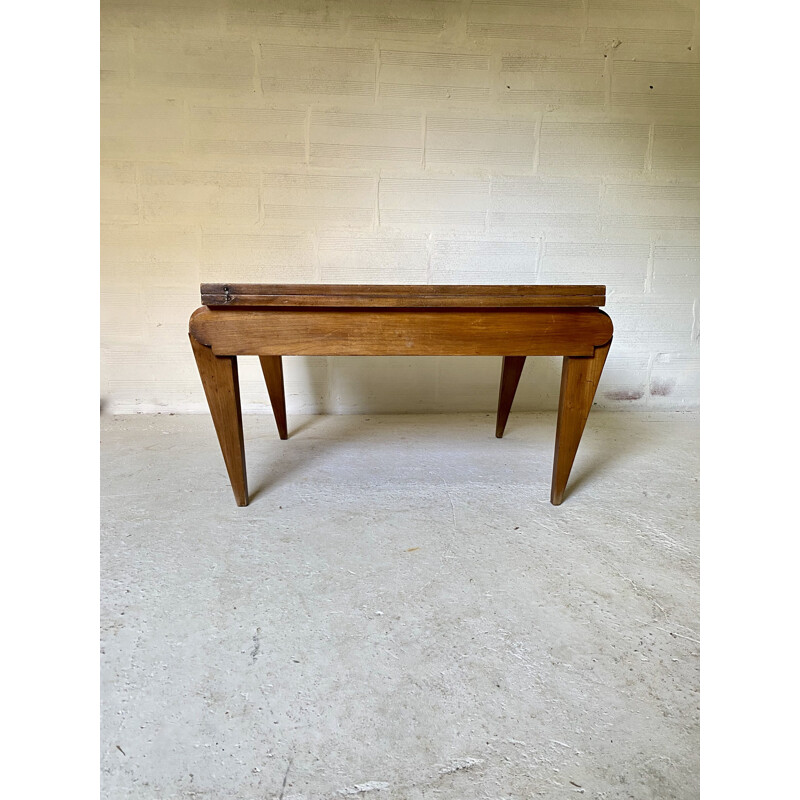 Mesa de madeira vintage e sistema de folheado, 1950