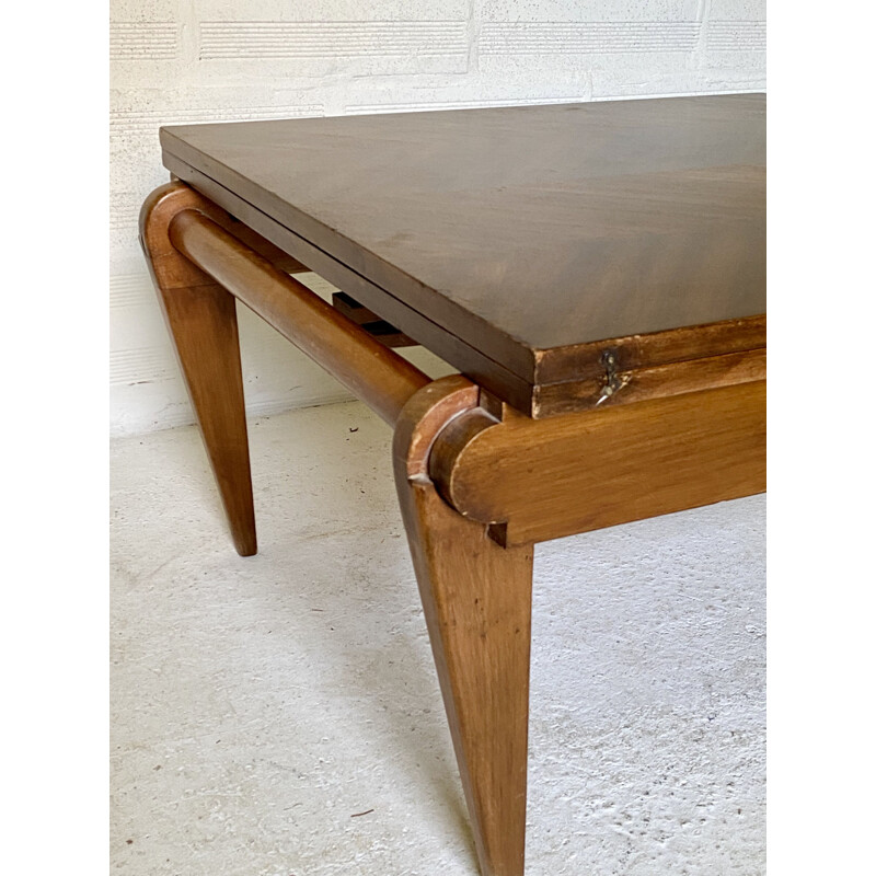 Vintage wood and veneer system table, 1950s