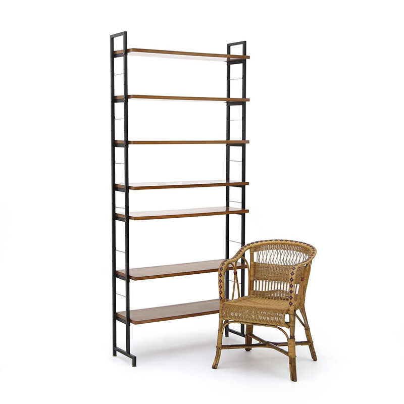 Vintage Italian metal bookcase, 1950