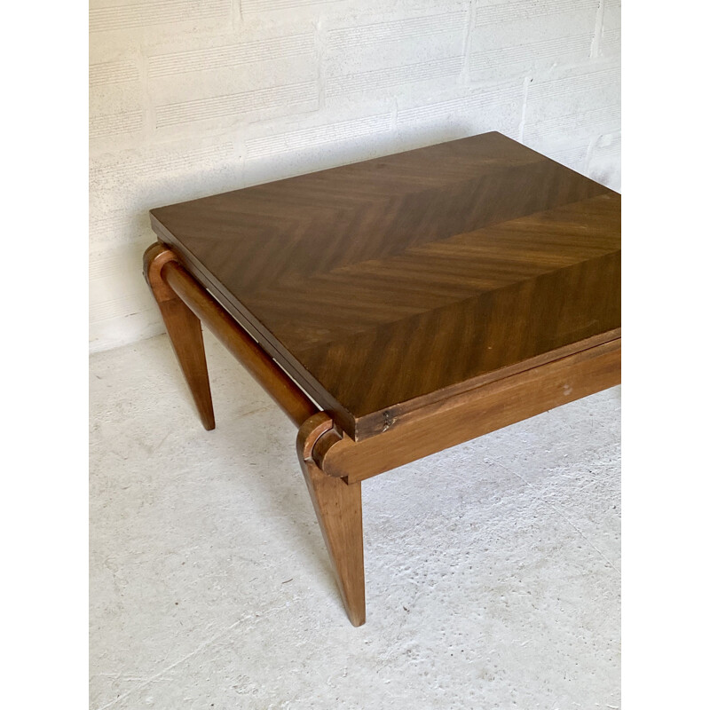 Table à système vintage en bois et placage, 1950