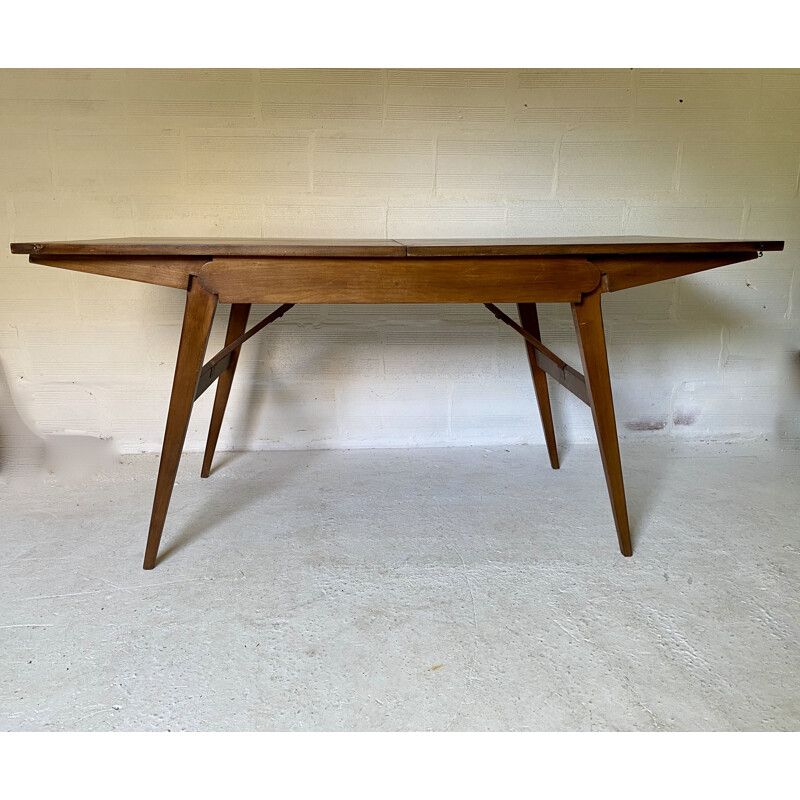 Vintage wood and veneer system table, 1950s