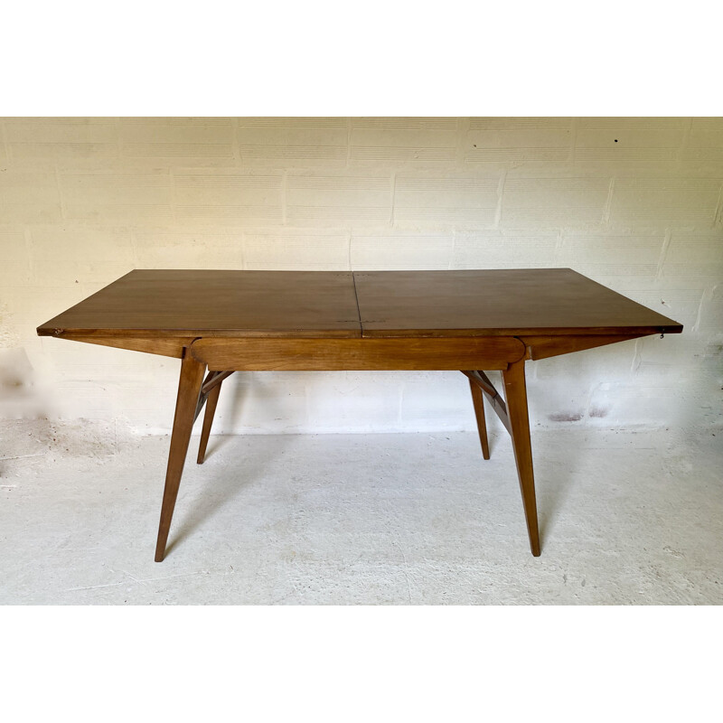 Vintage wood and veneer system table, 1950s