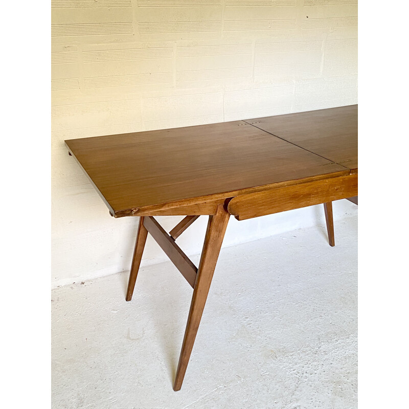 Vintage wood and veneer system table, 1950s