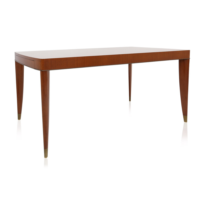 Belgian dining table in mahogany and brass, DE COENE FRERES - 1950s