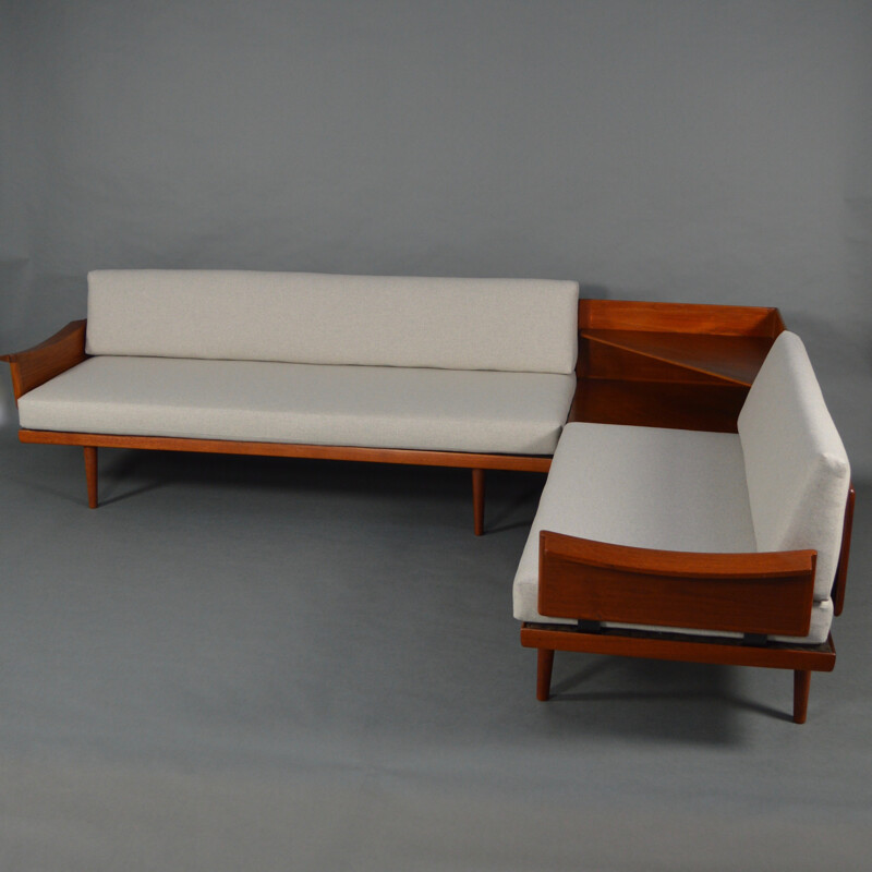 Set of 2 Gustav Bahus sofas and table in teak, KINDT-LARSEN - 1960s